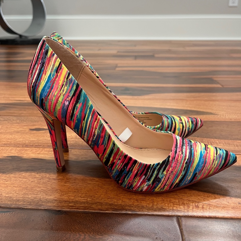 Prabal Gurung Multi-color Rainbow 80s Dress Heels Size 8